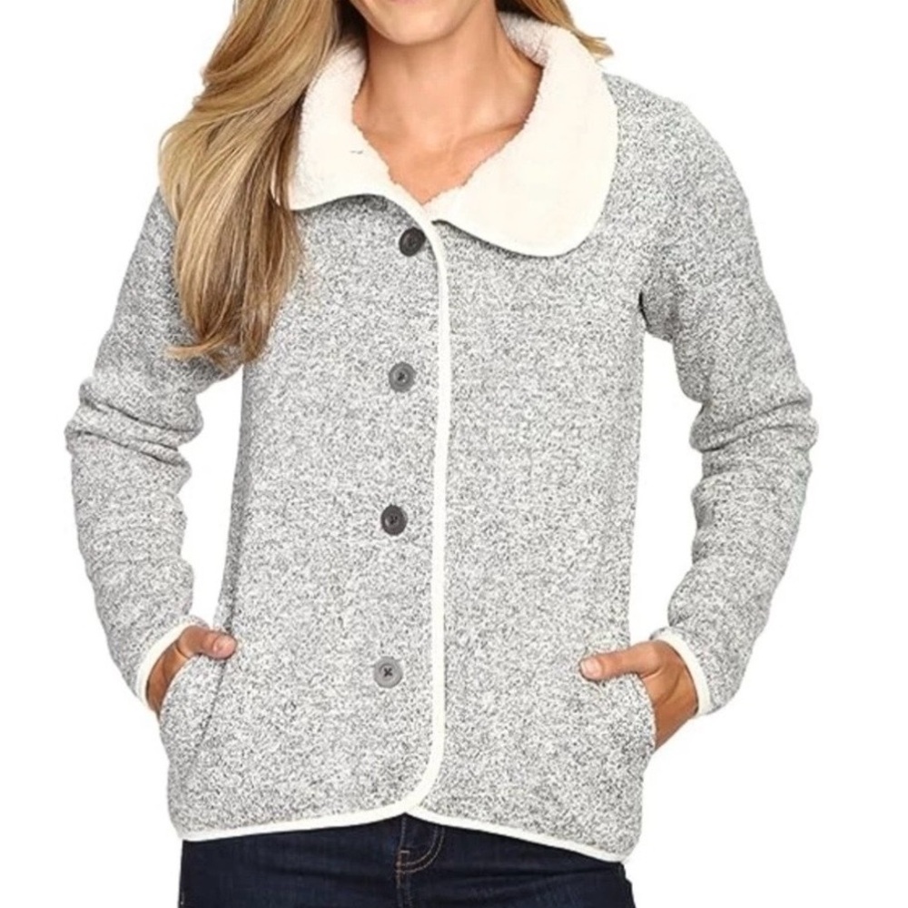 Columbia Women’s Gray Cream Darling Days Fleece Cozy Button-Up Jacket Sz S